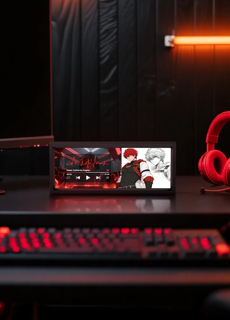 Bluetooth mini speaker, cool computer desk with ambient lighting, subwoofer, computer mini speaker, cyberpunk e-sports view 4