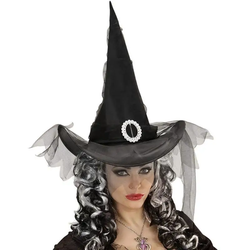 

39BB Halloween Witch Hat Wide Brims Party Hat Women Wizard Hat Unisex Witch Hat Cosplay Costume Female Holiday Headdress
