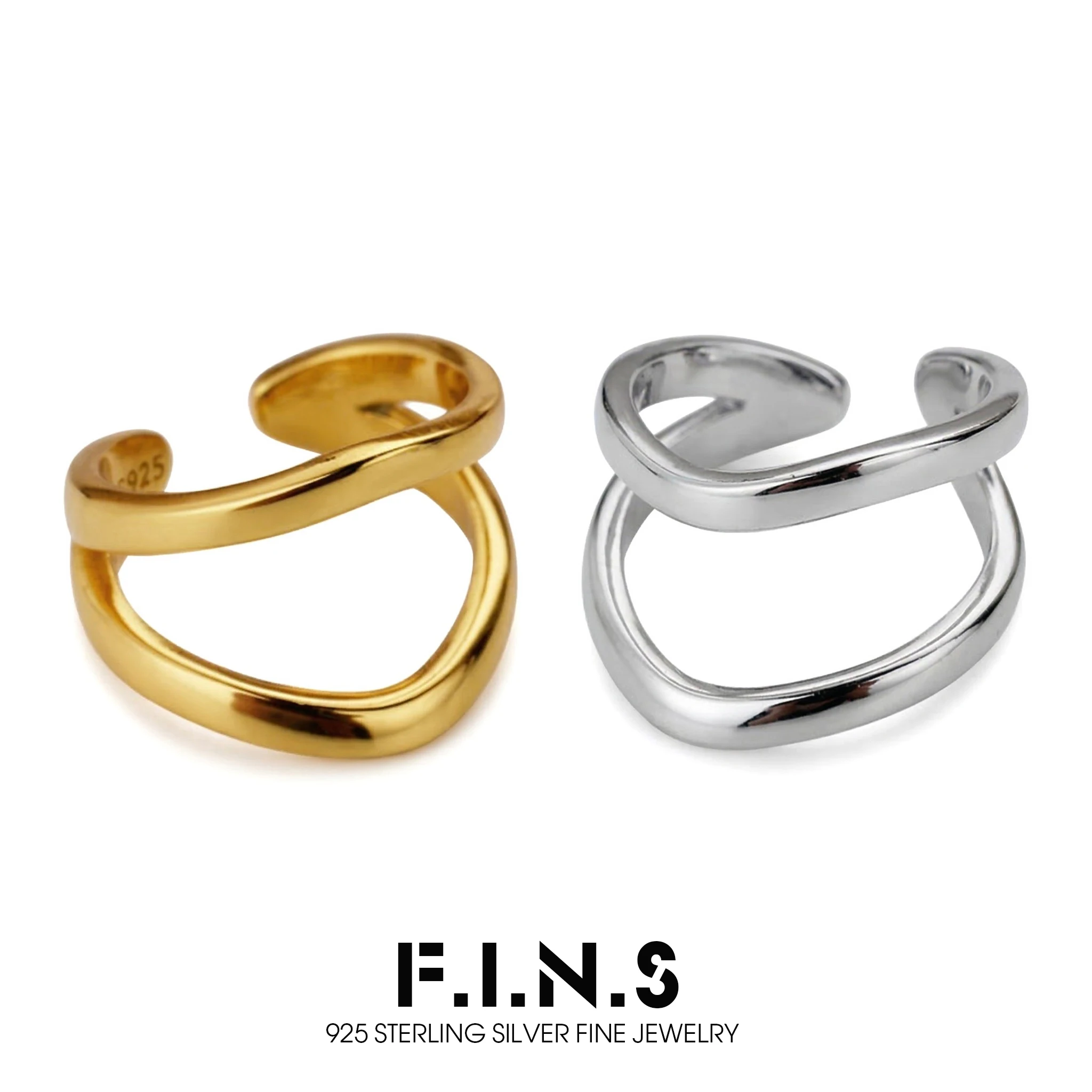 

F.I.N.S 1 шт. INS стиль простой двухслойный двухслойный открытый геометрический зажим для ушей из стерлингового серебра 925 пробы без пирсинга ювелирные изделия