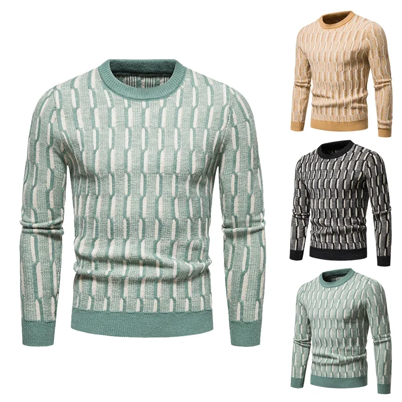 

High Quality New Men's Knitted Sweater Casual Slim Round Neck Pullover Winter Youth Casual Knit Sweater