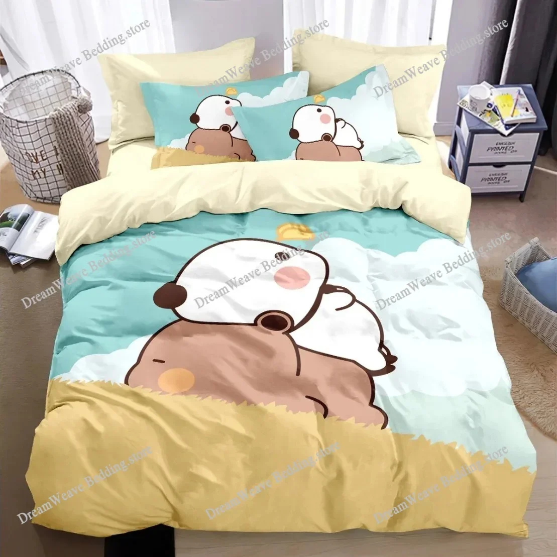 

Kawaii Bubu and Dudu 3D Printing Anime Bedding Set Duvet Cover Comforter Bed Single Twin Full King Queen Size Bedding Set Kids96