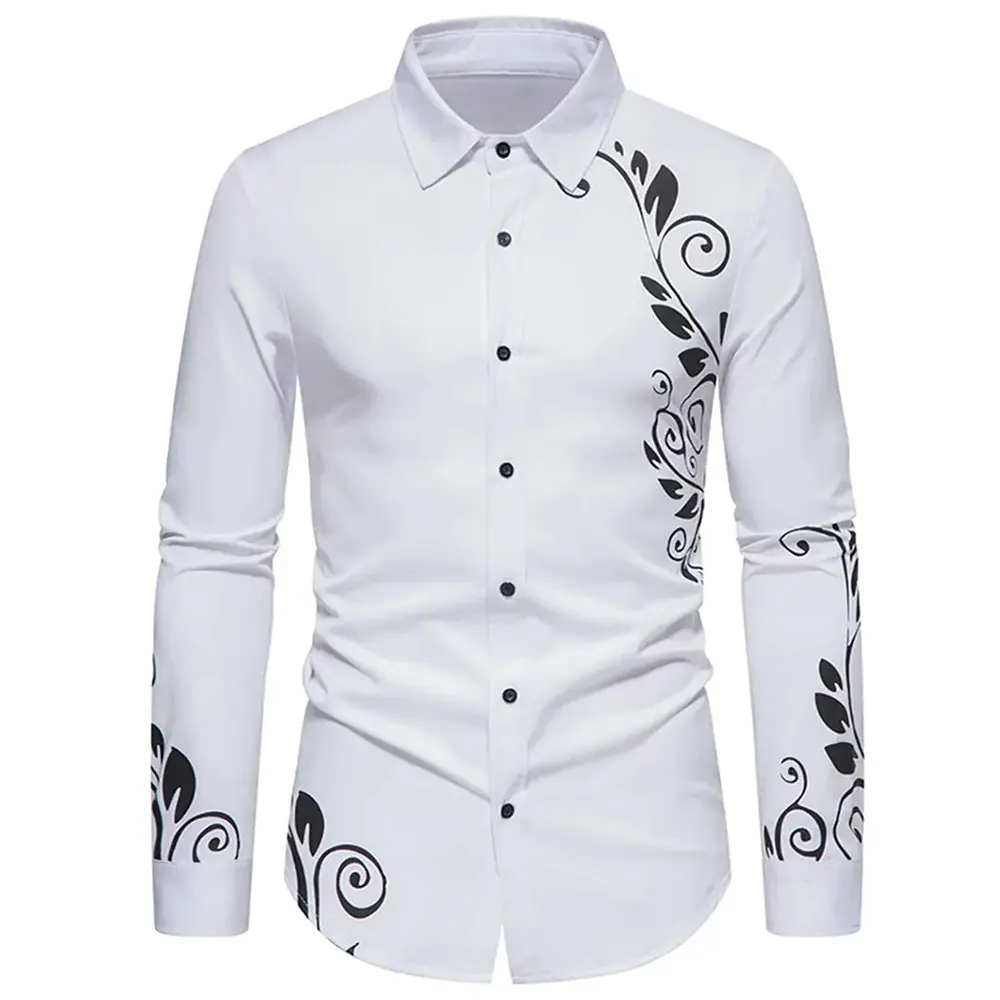 Stylish Floral Digital Printed Shirt For Men Outdoor Casual Comfortable Long Sleeve Shirt For Men Plus Size Lapel Button Up Top