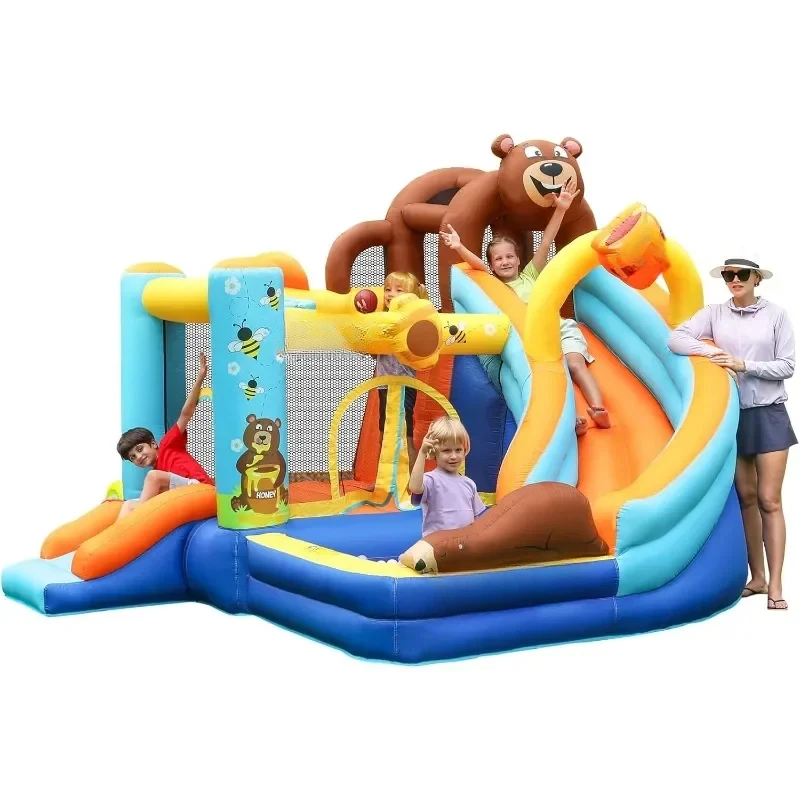 

Inflatable Bounce House for Kids Fun, Double Slide Jumping Bouncer Blow Up Toddler Bouncy Kids Blower Use Indoor&Outdoor