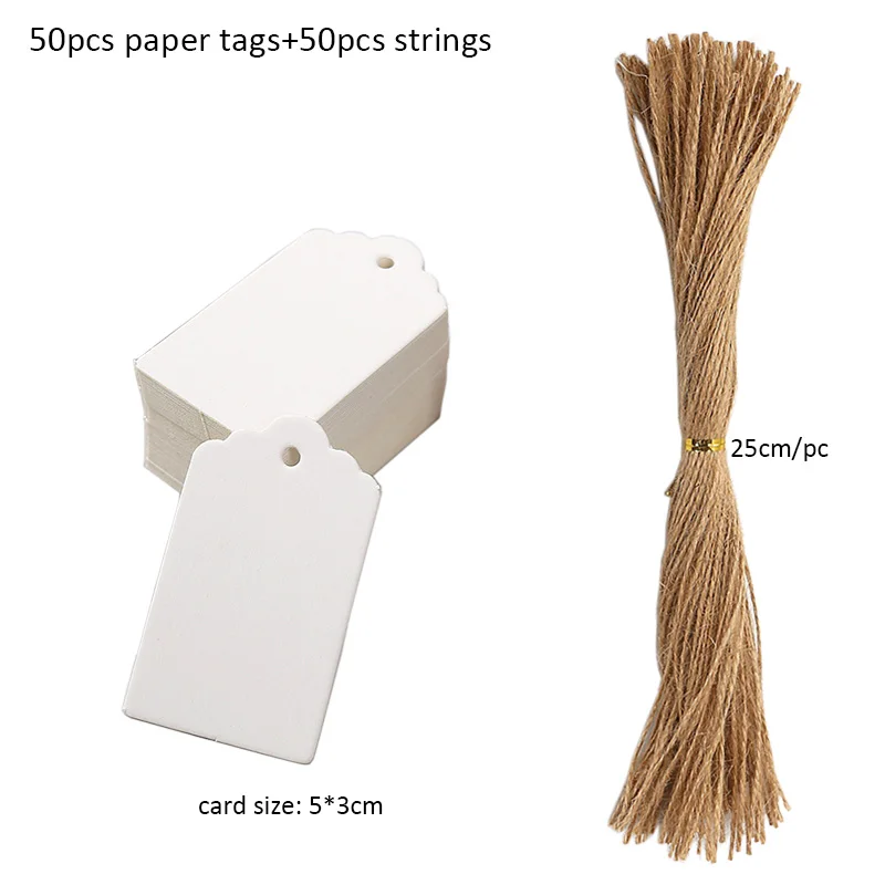 Kraft Paper Tags with Strings, 50pcs