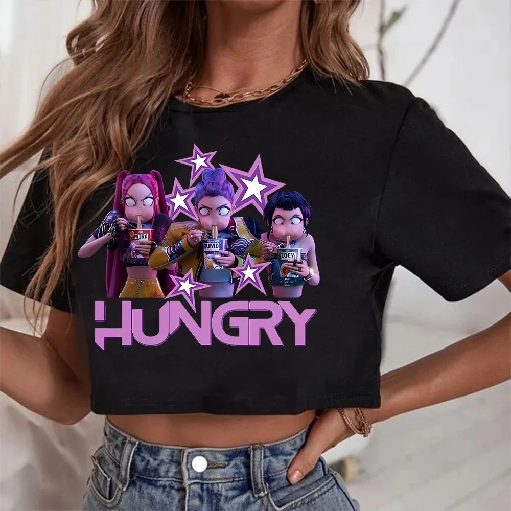 

KPop Demon Hunters Merch Tour 2025 Merch Top Футболка с круглым вырезом Топы большого размера Женская футболка Повседневная одежда Повседневная одежда с принтом