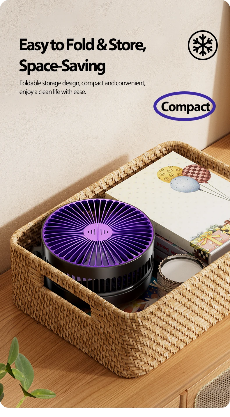 1 x wiederaufladbarer 3-in-1-Multifunktions-Desktop-Lüfter, 90 ° Faltbarer, wandmontierter Ventilator, 4-stufige Geschwindigkeiten, mit warmem Nachtlicht – Detail 11