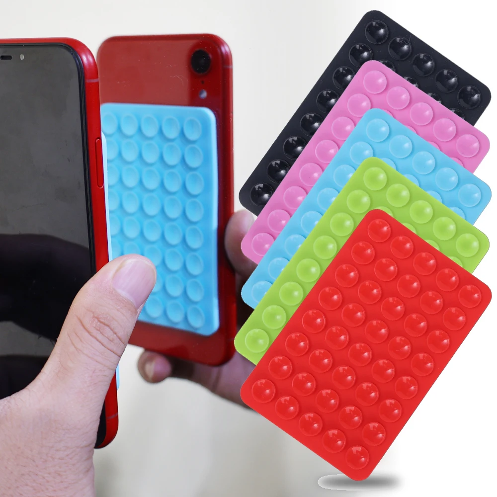 Color Double Side Silicone Suction Pads For iPhone 16 15 Samsung Xiaomi Google Universal Backed Rubber Suction Cup Holders