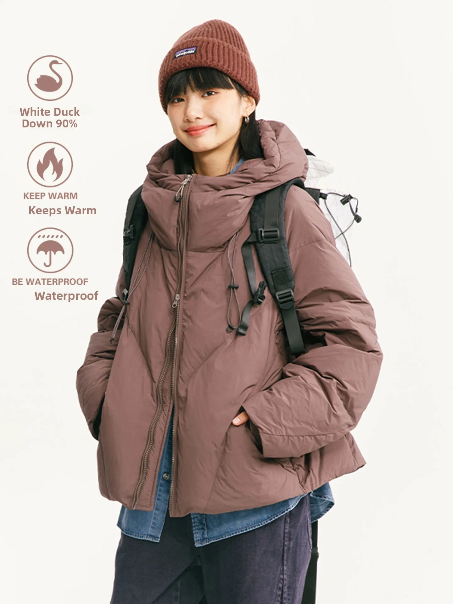 

Мужская утепленная белая пуховая куртка-пуховик для активного отдыха, теплая молодежная модная модель из нейлоновой ткани с водоотталкивающей пропиткой и застежкой-молнией