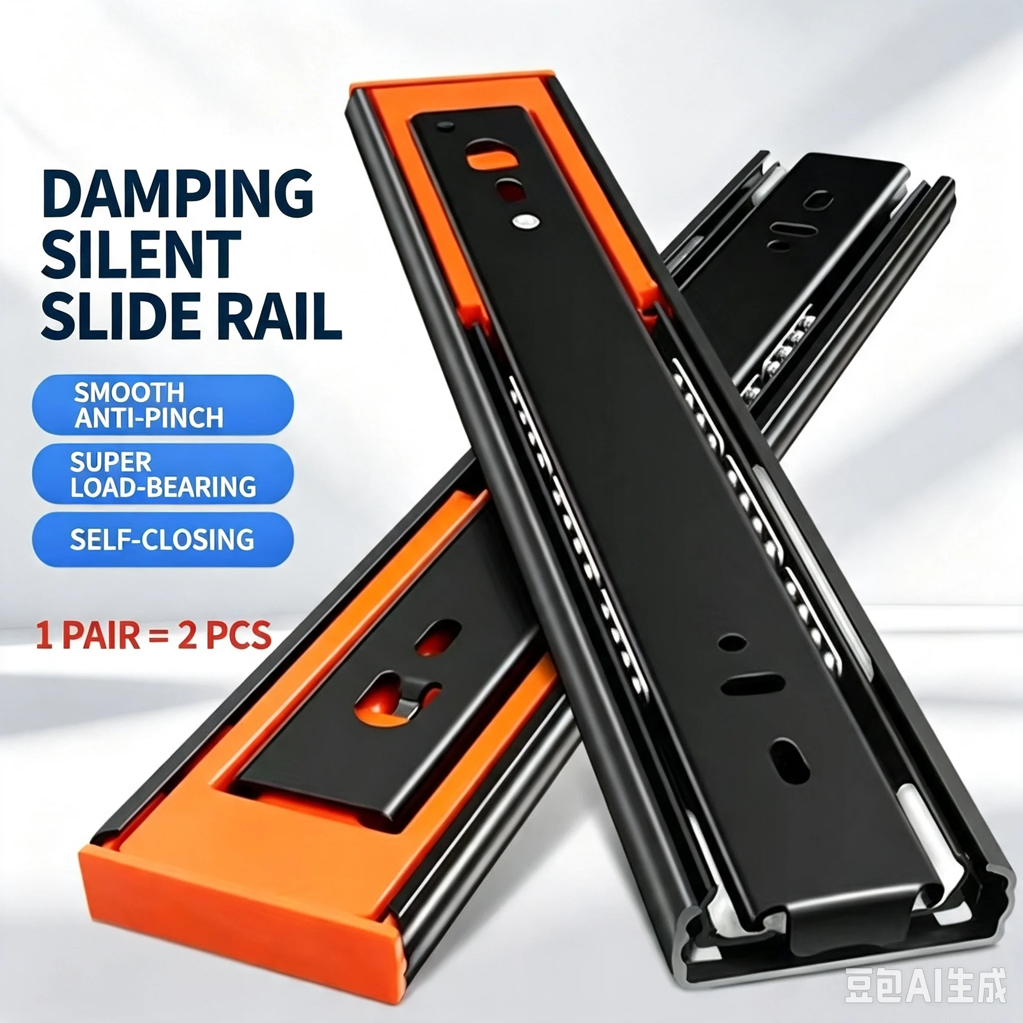 Thickened Furniture Slide Rails for Cabinets Tables Drawers Kitchen Cabinets Silent with Buffer Damping 8-20 Inch