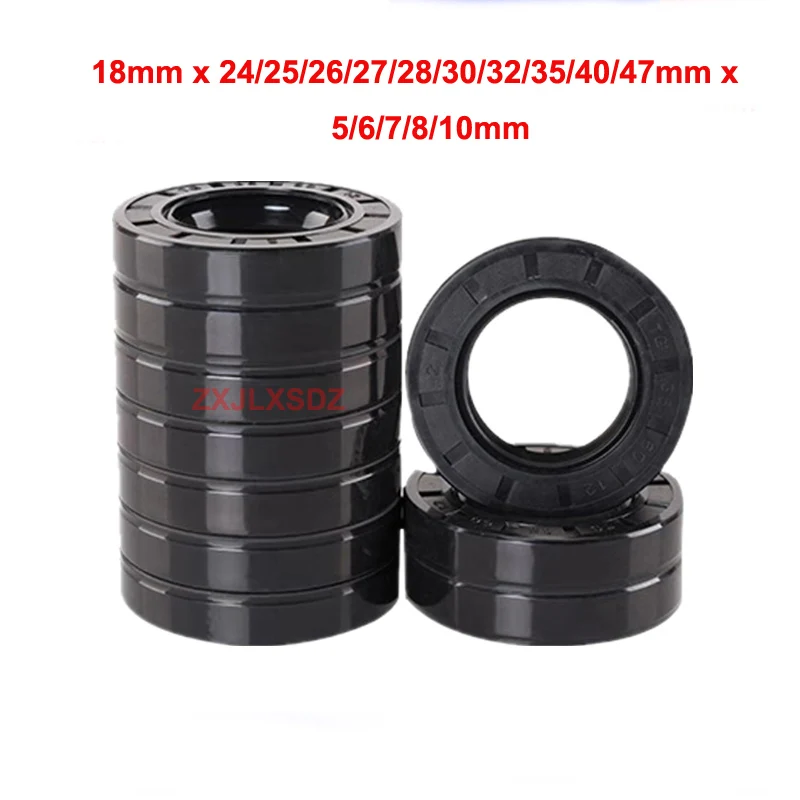 ID 18mm Nitrile Rubber TC Double Lip Oil Seal O Ring Gasket 18mm x 24/25/26/27/28/30/32/35/40/47mm x 5/6/7/8/10mm