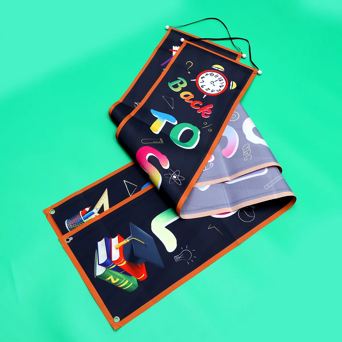 1Pair Back To School Door Banner Decorative Welcome Couplet Theme Oxford Fabric Hanging Sign Classroom Wall Stage