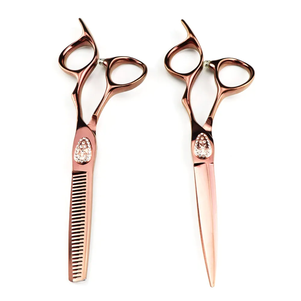 Professional JP440C steel 6 \'\' Gem scissor Bronze hair scissors haircut thinning barber hair cutting shears hairdresser scissors