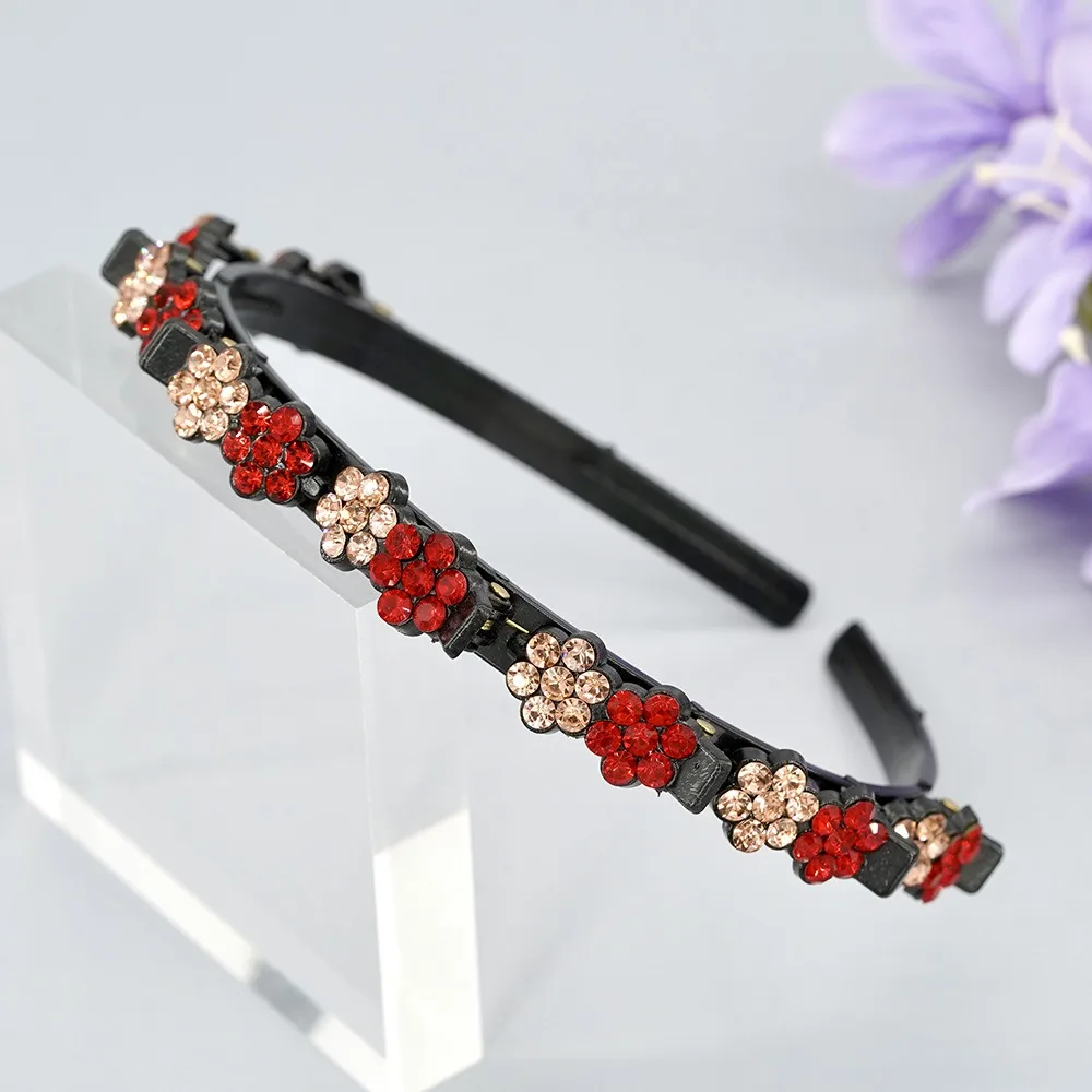 

Elegant Hair Bands with Clips Plum Blossom Multi-storey Rhinestone Bangs Clip Headband Headwear Korean Style