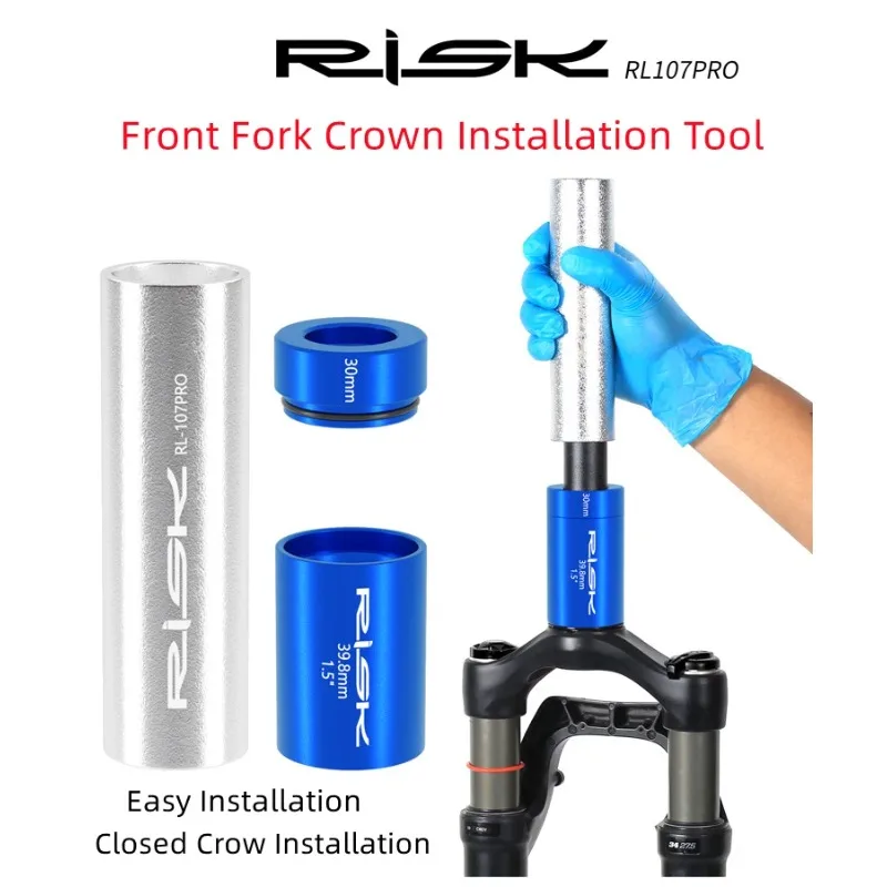 1Set Bicycle Front Fork Crown Installation Tool Bike Headset Race Tool Anti- Slip Setting System Extension for 28.6mm 1.5 1.25 F view 3