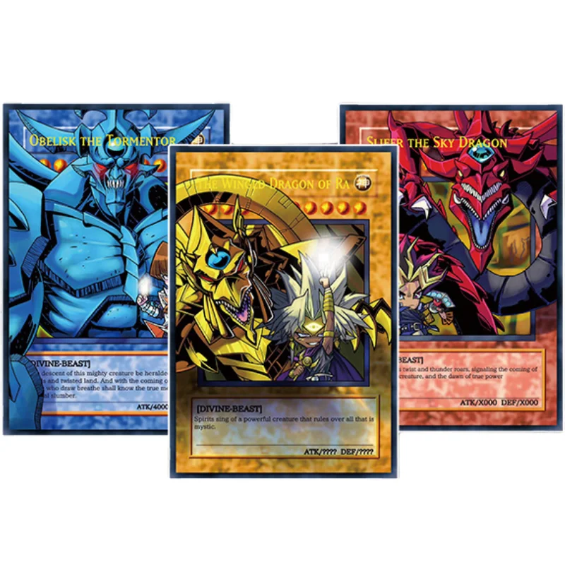 3Pcs/Set Yugioh Cards Egyptian God Protagonist Group Photo Anime Game Characters Collection DIY Color Flash Card English Version