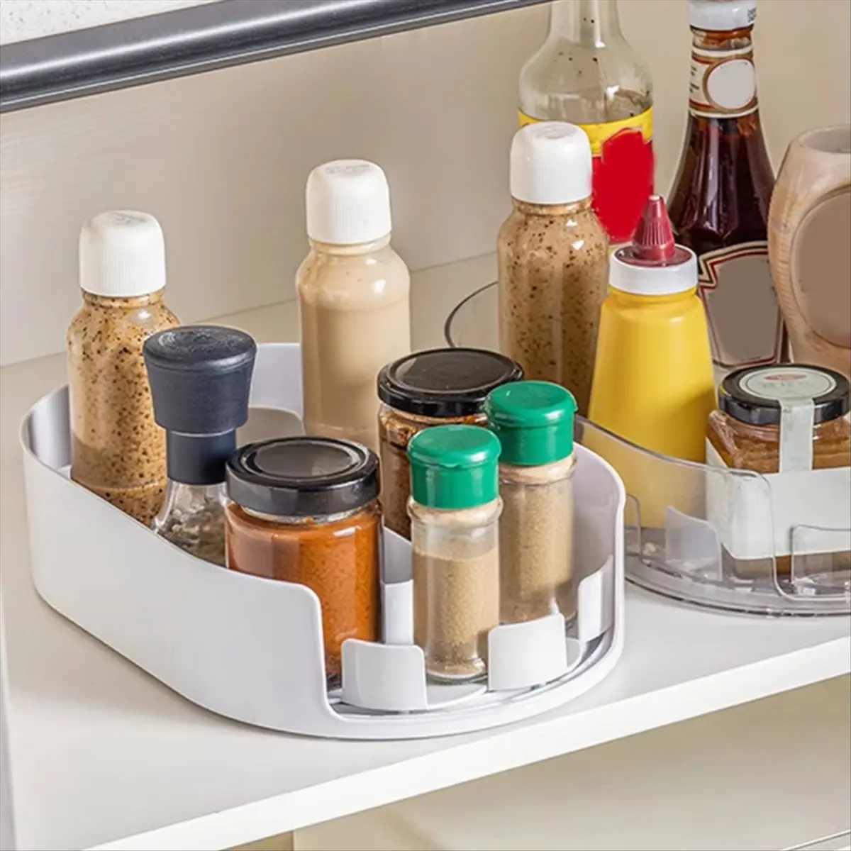 Rack de armazenamento giratório para geladeira, caixa de armazenamento rotativa, organizador de mesa giratória para armário, cozinha, geladeira a