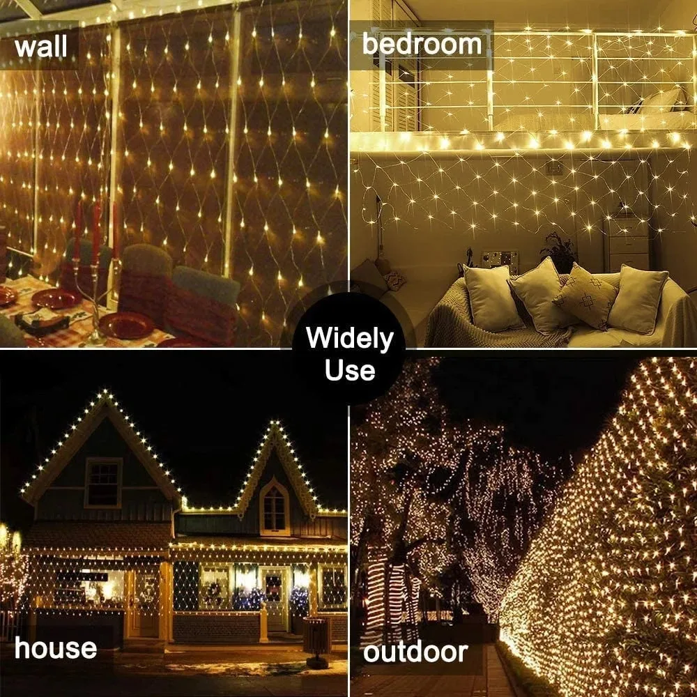 1.5M x1.5M 100leds 8 Modes EU 220V/110V  Net LED String Light Festival Christmas Decoration New Year Wedding Ceremony Waterproof