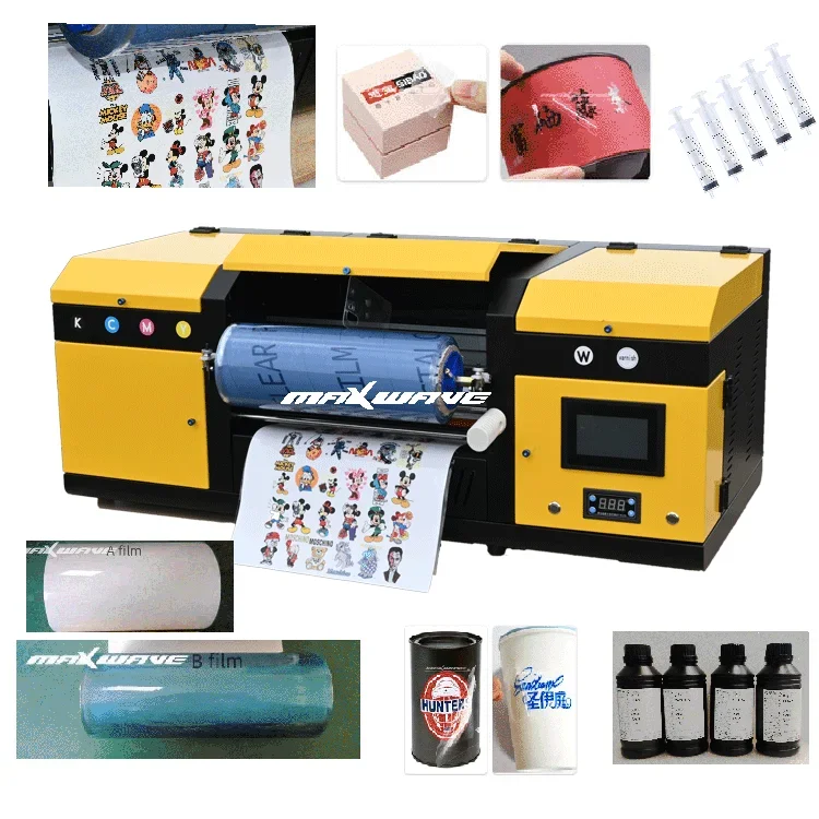 A3 UV DTF Printer 2-in-1 Multifunctional Sticker Printer XP600 Dual Heads Waterproof Dustproof Embossed Sticker Printing Machine