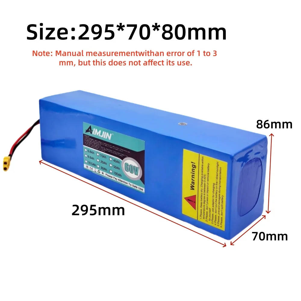 60V 20Ah New 18650 16S4P 1800W lithium battery pack,for High-Power 67.2V Motorcycle Tricycle Backup Solar Power Storage,BMS