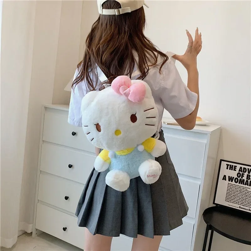 Xiuya Hello Kitty Backpacks Women Cute Plush Y2k Fashion Lolita Casual Backpacks Kawaii Harajuku Style New Luxury Bags for Girls