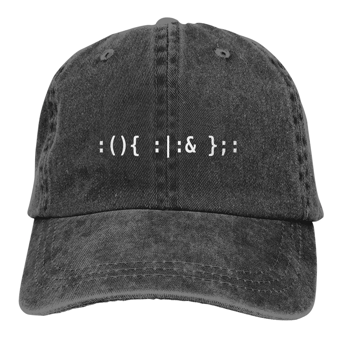 Adjustable Solid Color Baseball Cap Bash Fork Bomb - White Text For Unix Hackers Washed Cotton Linux Program Sports Woman Hat