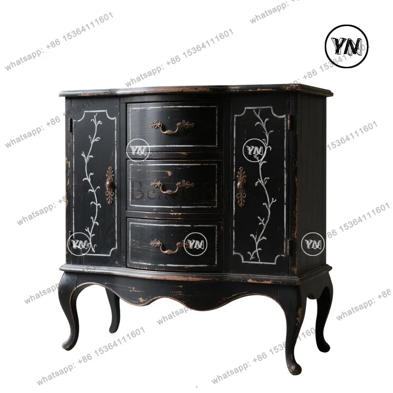 

French vintage carved dresser master bedroom storage wabi-sabi style storage cabinet