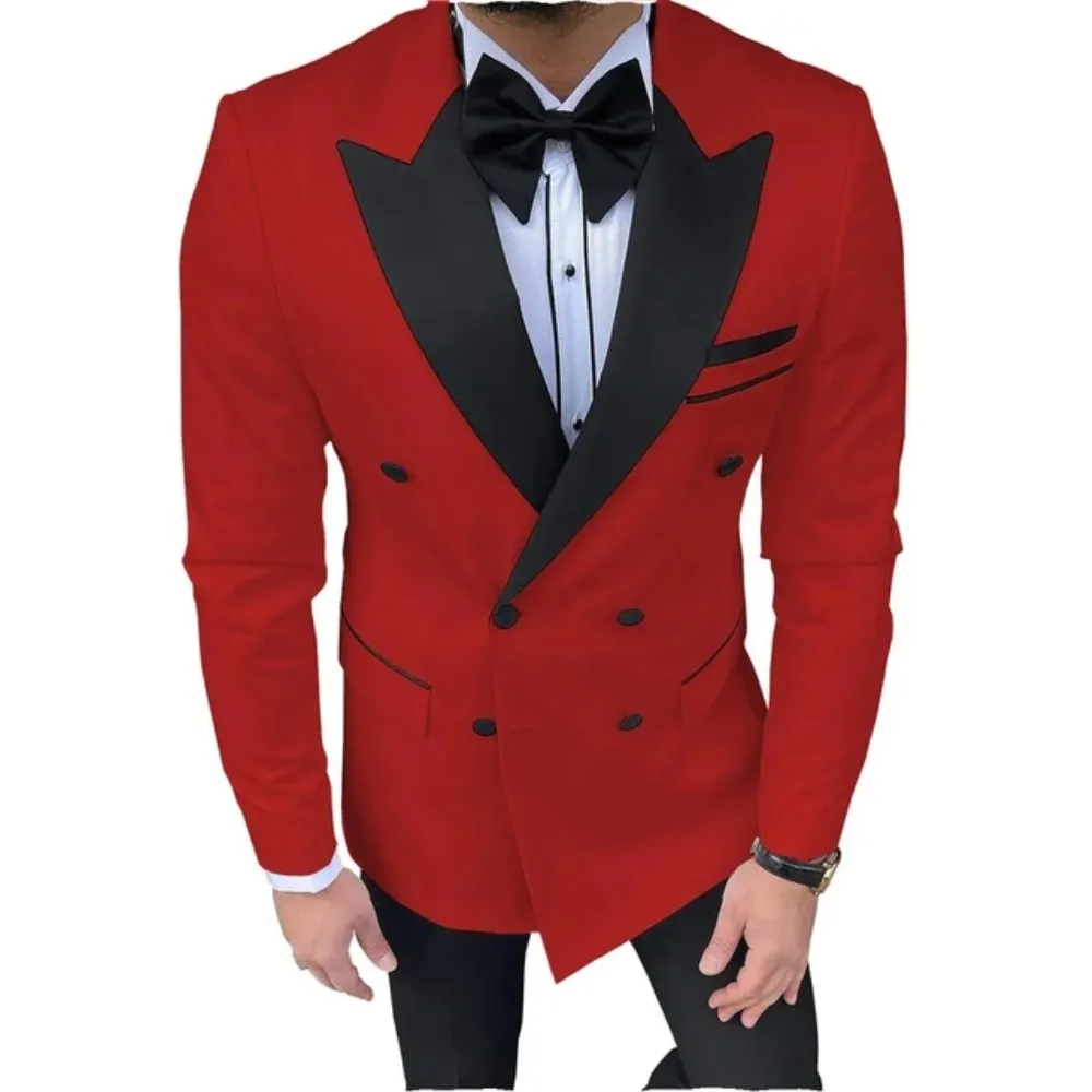 

Full Men Suits 2 Pcs Jacket+Pant Black Peaked Lapel Regular Fit Man Clothing Wedding Groom Prom Tuxedos Business Custom Blazer