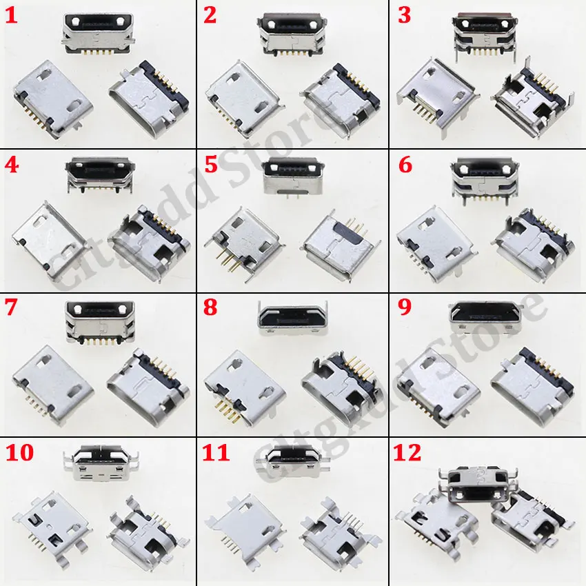 Cltgxdd 50pcs micro usb jack typ b 5pin buchse smt smd dip ladeans chluss anschluss für lenovo nokia zte xiaomi huawer – Detail 1