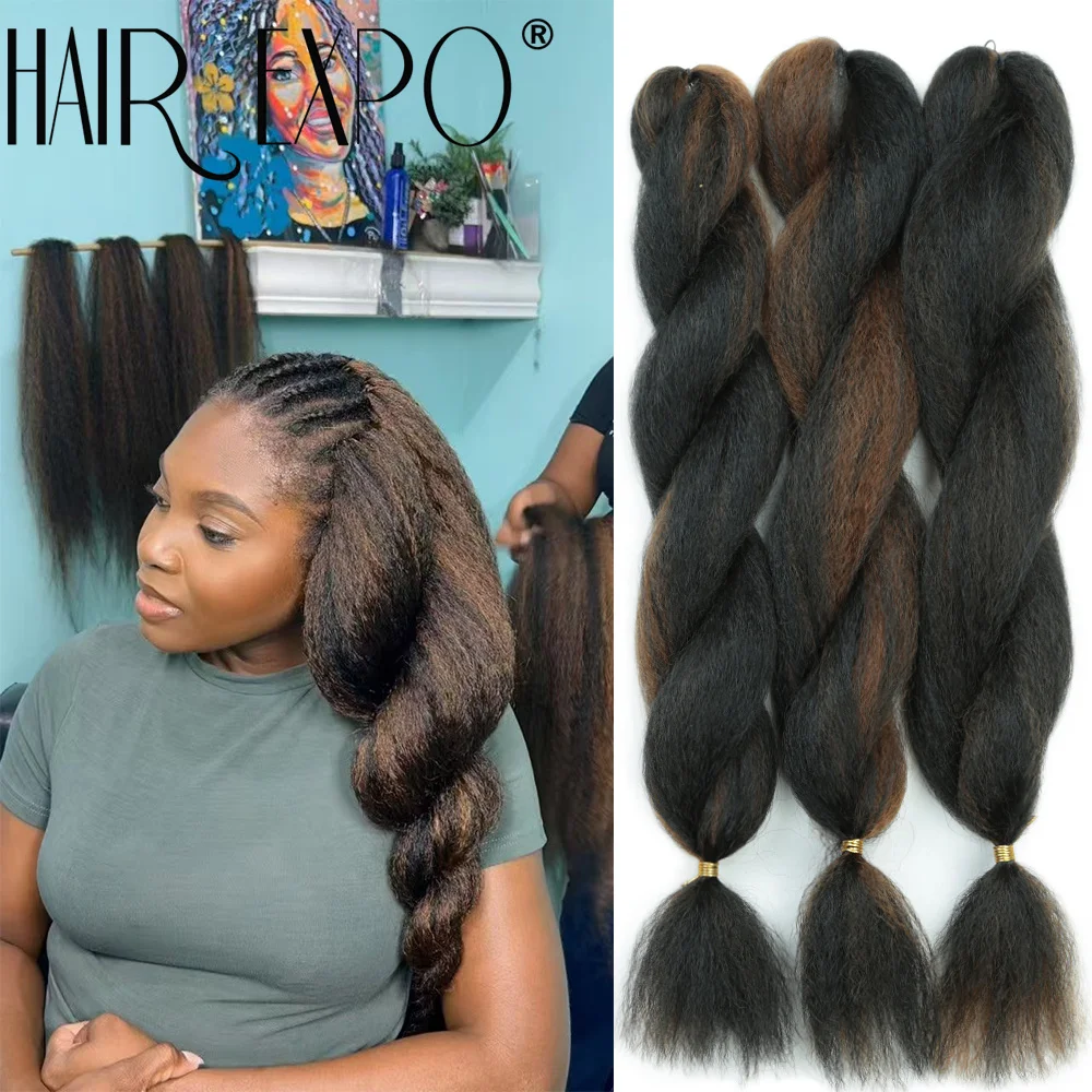 26Inch Vixen Crochet Bulk Hair Synthetic Jumbo Braids Fluffy Yaki Straight Crochet Hair Afro Kinky Curly Braiding Hair Extension