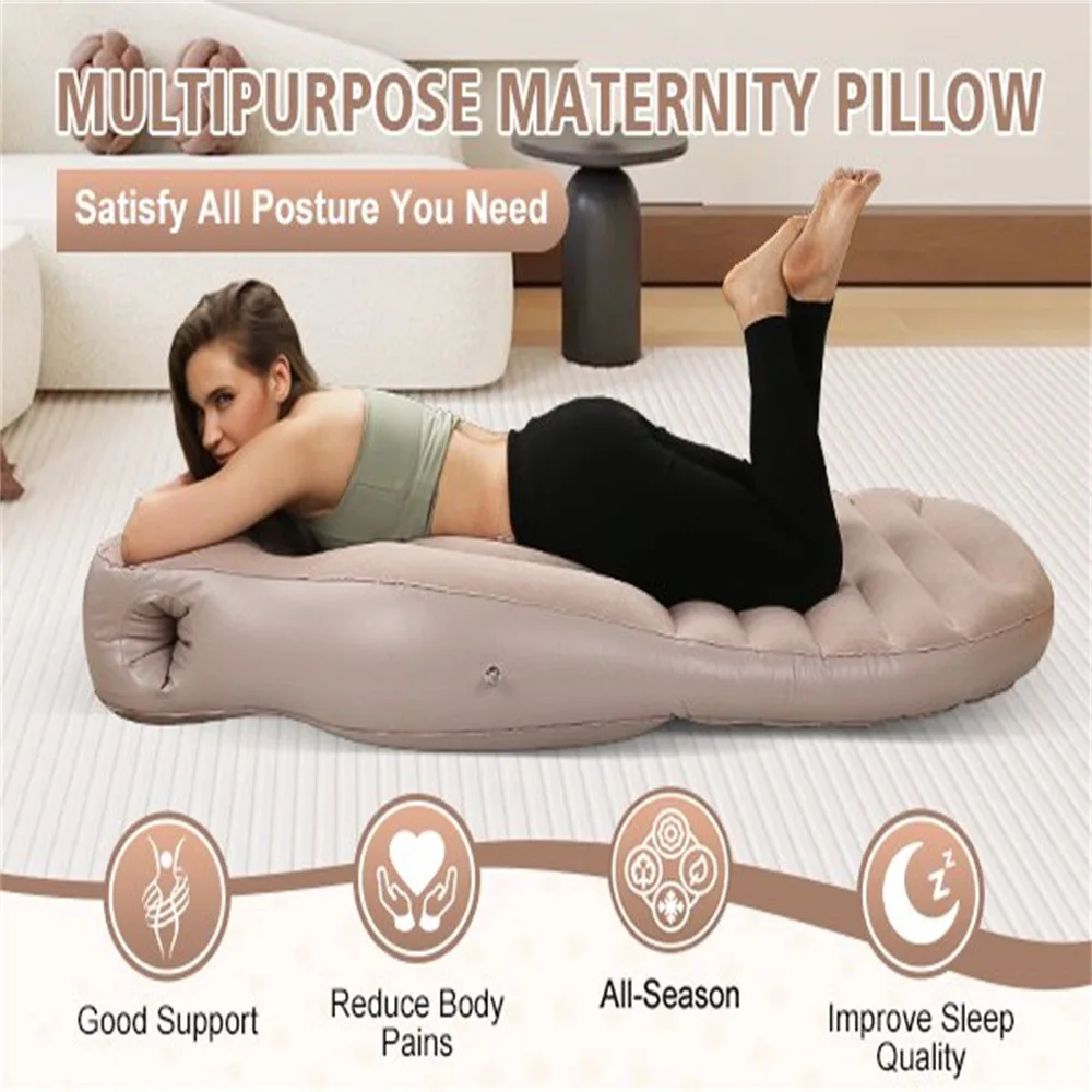 PVC Inflatable O-Shape Maternity Mattress Soft Pregnant Women Air Cushion Belly Support Sleeping Pad for Home Bedroom Rest