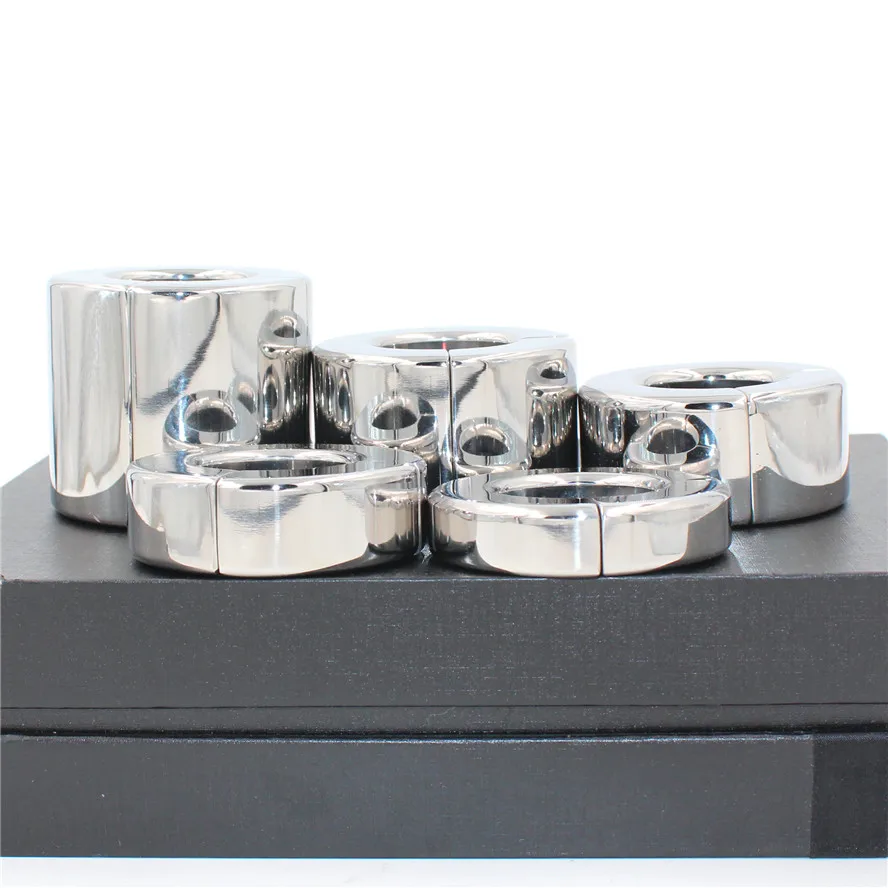Magnetic Lock Metal Scrotum Pendant Ball Stretcher Testis Weight Cock Ring Penis Restraint Stainless Steel Sex Toys for Men - view 3