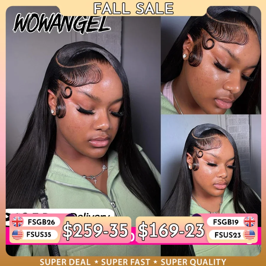 Hd Lace Frontal Wig Human Hair Pre Plucked - วิกผมตรง WOWANGEL แบบผูกเชือกด้านหน้า 100% ผมแท้ 13x6