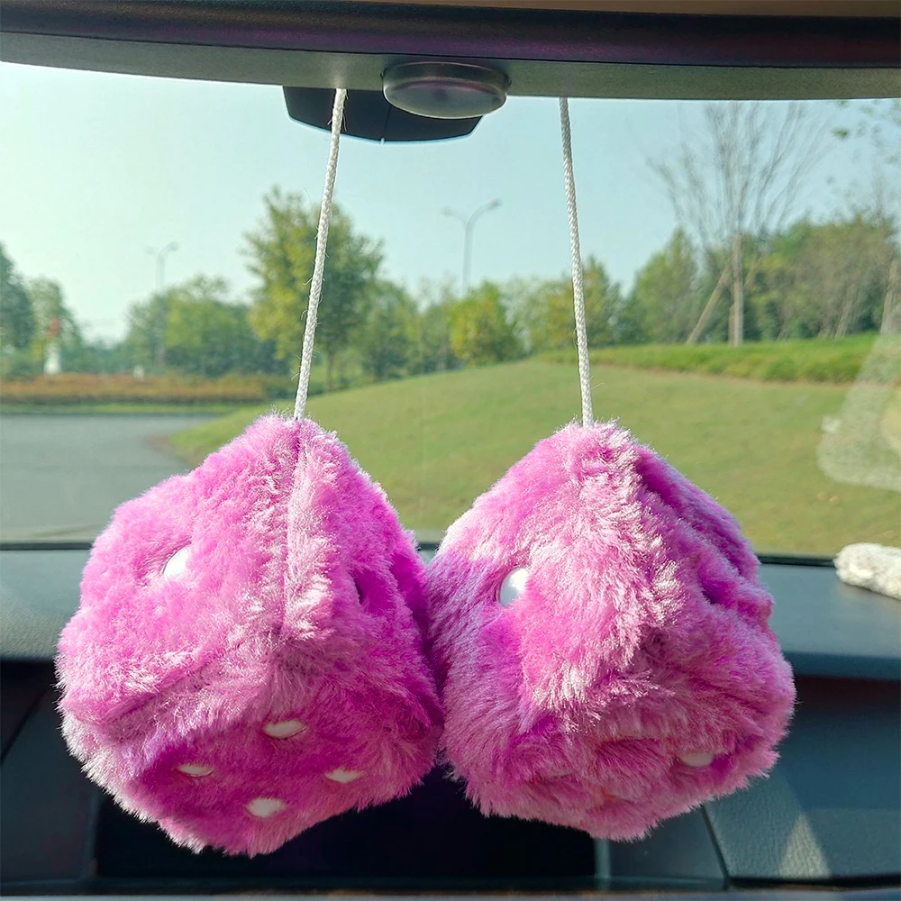 

2PCS Car-Styling Fuzzy Dice Dots Rear View Mirror Hangers Car Interior Decoration Auto Accessories Interior Ornaments