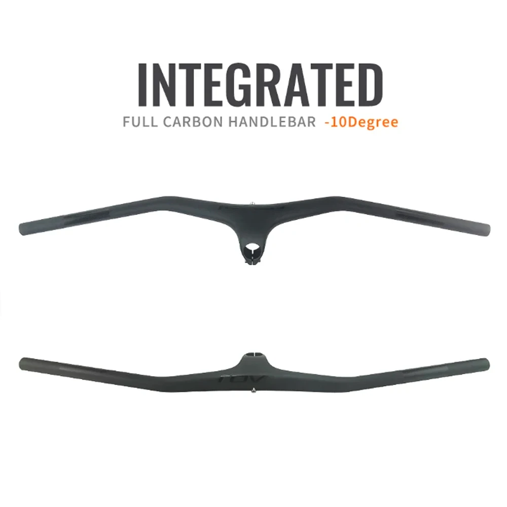 Carbon Fiber XC Mountain Bike Integrated MTB Handlebar, Angle Down 10 Degrees, Then Sweep 9 Degrees, 70, 80, 90, 100x740mm