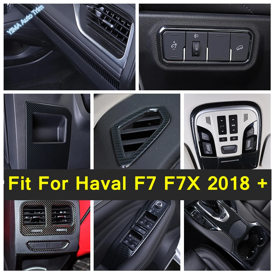 

Carbon Fiber Look Car Window Lift Button / Head Light Lamp / Adjust Switch Accessories Cover Trim For Haval F7 F7X 2018 - 2022