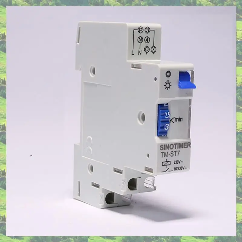 

L72A-SINOTIMER TM-ST7 220V AC 7 Minutes Mechanical Timer 18Mm Single Module Din Rail Staircase Timer Time Switch Timer Clock