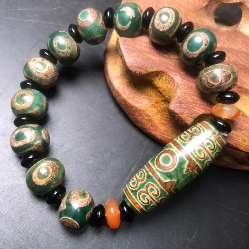 Men's and women's Tibetan-style Buddha bead - , three-eyed patterned Dzi agate bracelet source