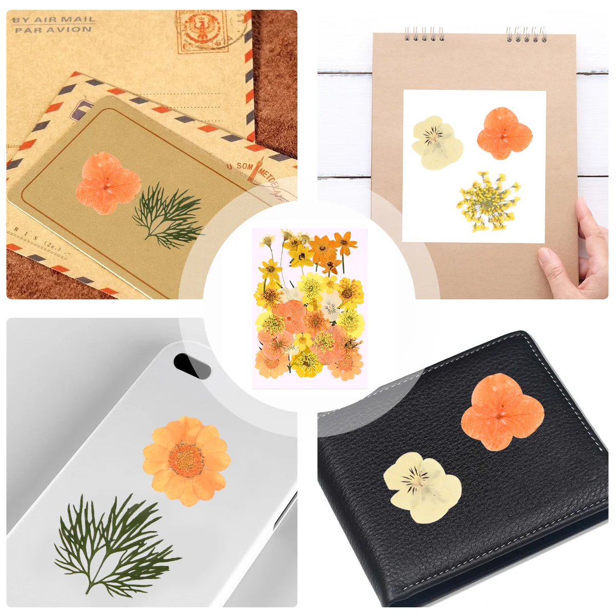 

40 pcs Pressed Flower Material Kit Colorfast Real Dried Flowers For Diy Crafts Decorations Wedding Party Supplies Fade-Resistant