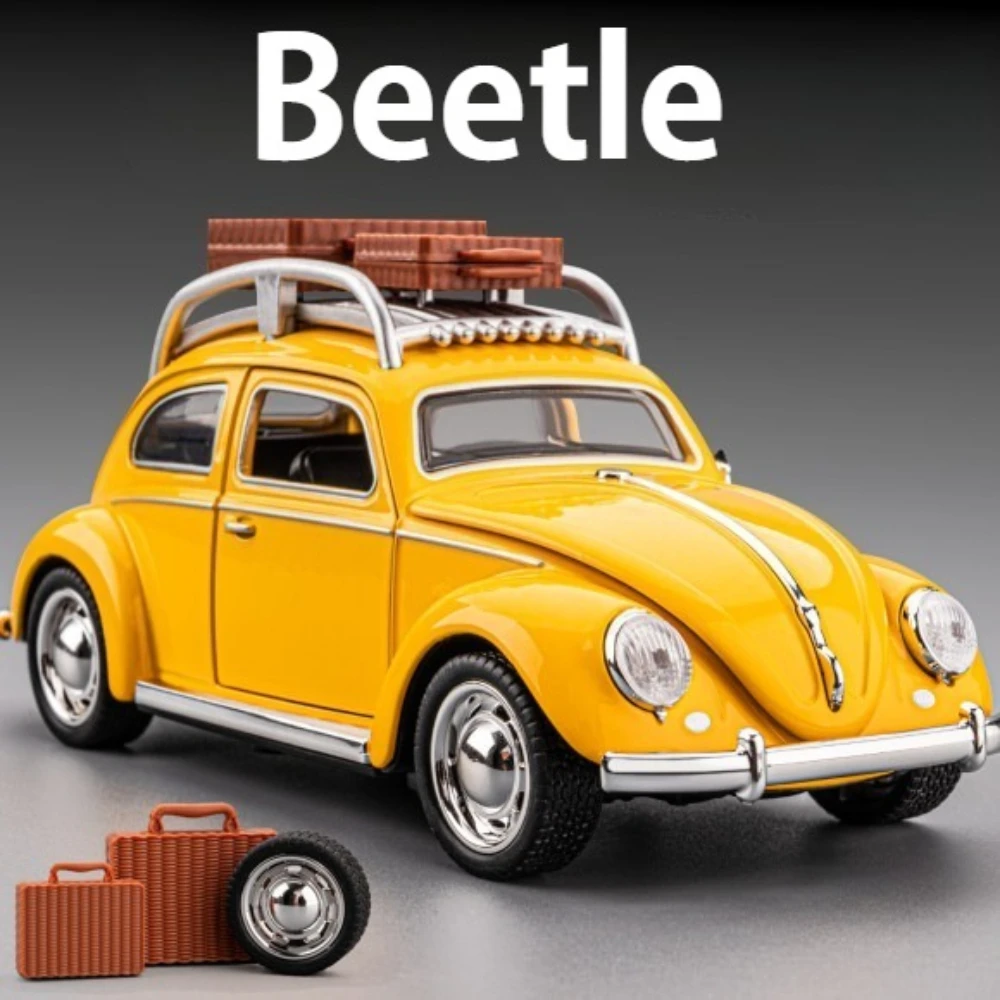 1:32 Käfer T1 Miniatur Modell Diecast Legierung Spielzeug Auto Sound Licht Zurückziehen Modelle Türen Geöffnet Fahrzeuge Kinder Geburtstag Geschenk