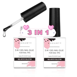 Makartt Nail Glue Gel for Acrylic Nails 3 in 1 Nail Gel Super Strong Brush On UV Nail Glue Long Lasting for False Press On Nails