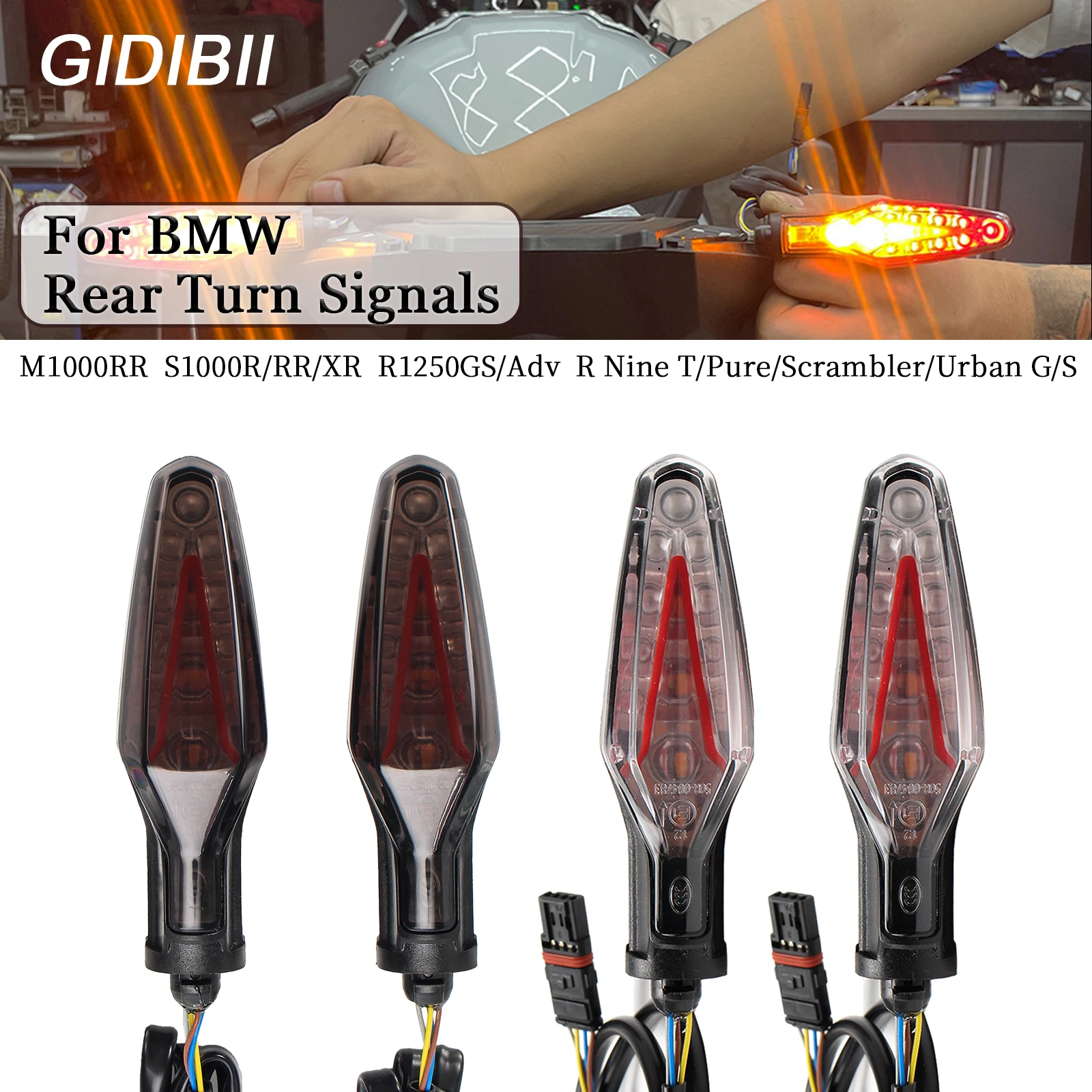 

Motorcycle LED Turn Signal Rear Brake Tail Light Flashing Lamp For BMW M1000RR S1000R S1000RR S1000XR R1250GS ADV R Nine T Pure