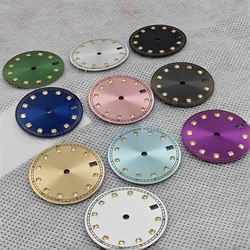 28.5mm Diamond-set Dial Artificial Glass Scale Watch Face Sun Texture Modification Dial Gold-rimmed Dial for NH35 NH36 Movement