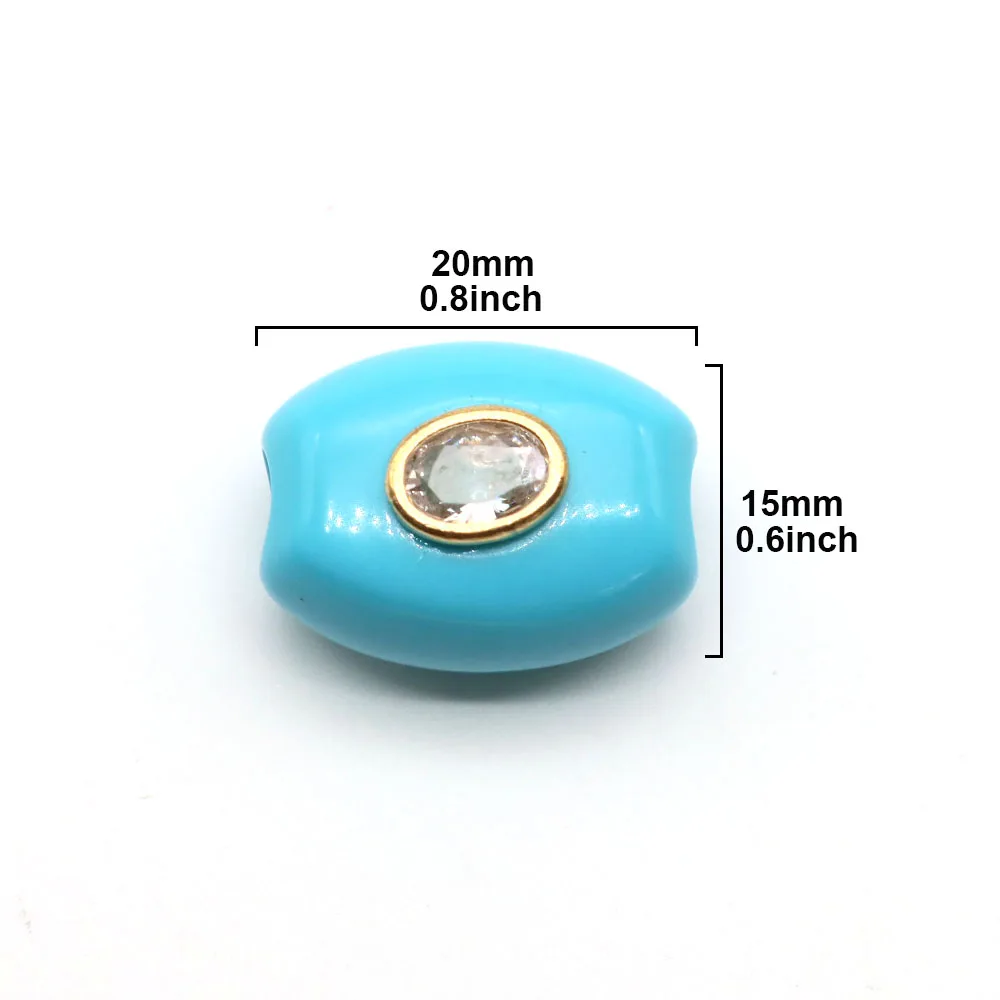 Fassförmige Natursteinperlen mit Zirkon-Einlage, großes Loch, lose Spacer-Perlen für DIY-Schmuckzubehör, 20x15mm – Detail 6