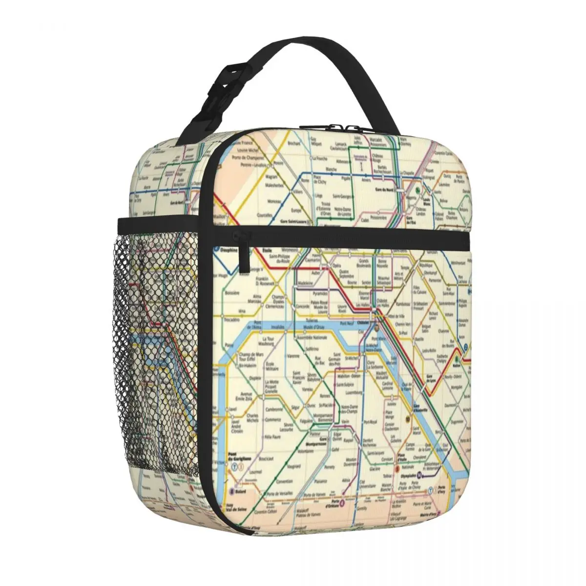 Hot Sale Paris METRO Map Tropical Nylon Lunch Bag Garden Party Compact Lunch Bag