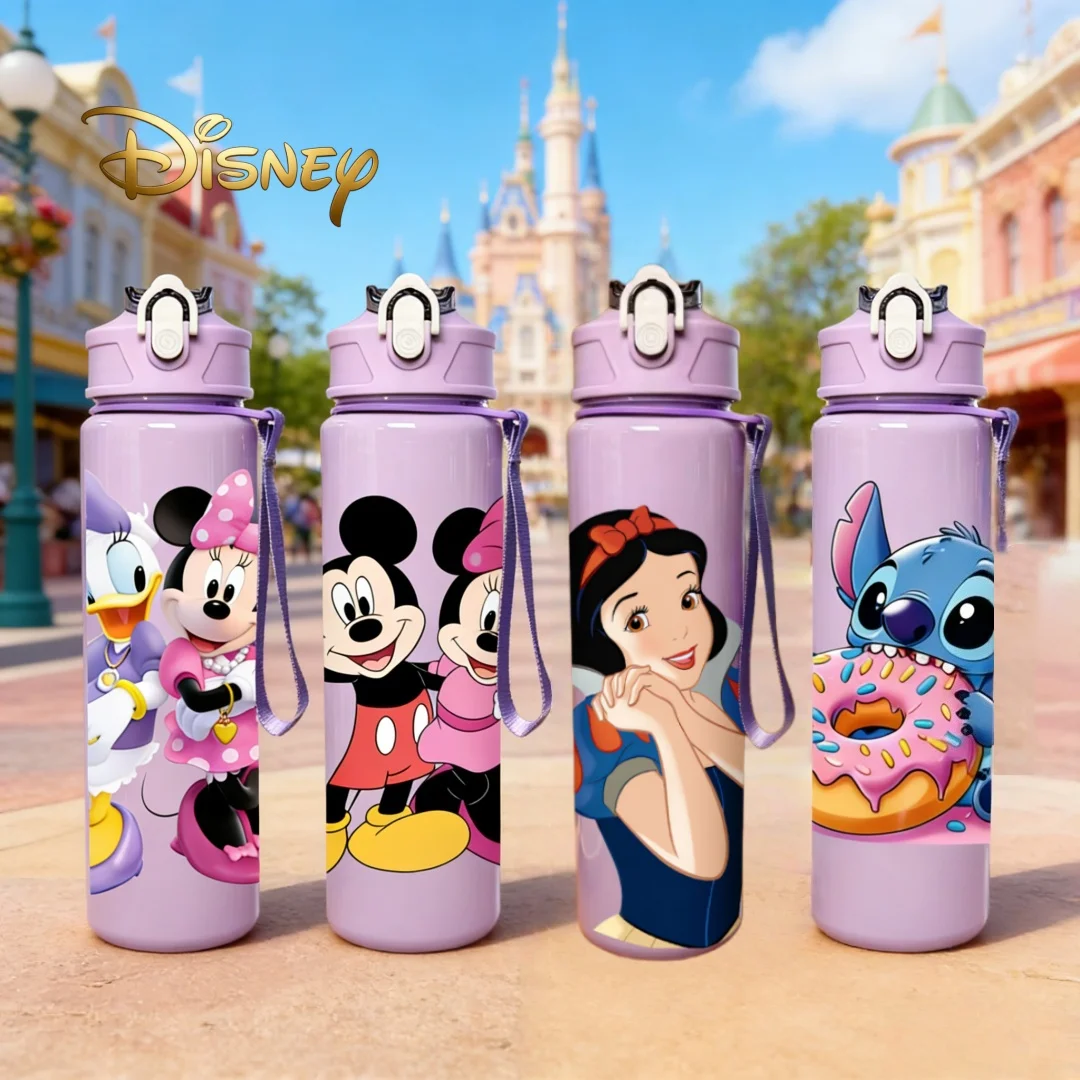 

Disney Officially Licensed 3D Printed Mickey Snow White Stitch Water Bottle Push Button Lid Reusable Lightweight Travel Bottle