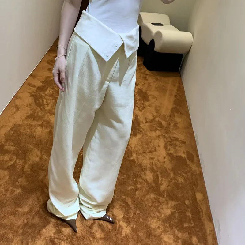Women's high-waisted pants, wide-leg pants with a pleated waistband, high-quality casual and versatile straight-leg pants, 2026,