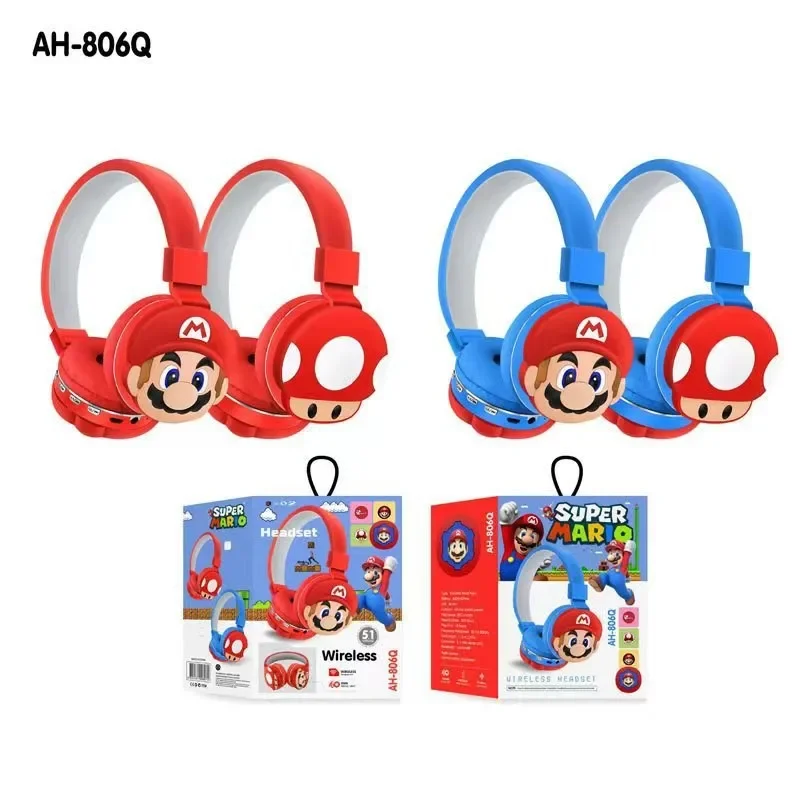 

Беспроводные Bluetooth-наушники Super Marios Bros, детские головные уборы, беспроводная гарнитура с милым мультяшным рисунком, подарок на день рождения для детей и взрослых