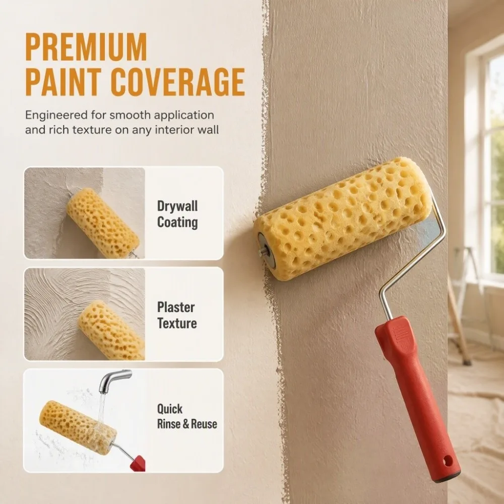 With Handle Texture Pattern Paint Roller Texture Tool Pattern Tool Seaweed Sponge Roller Brush Art Painting