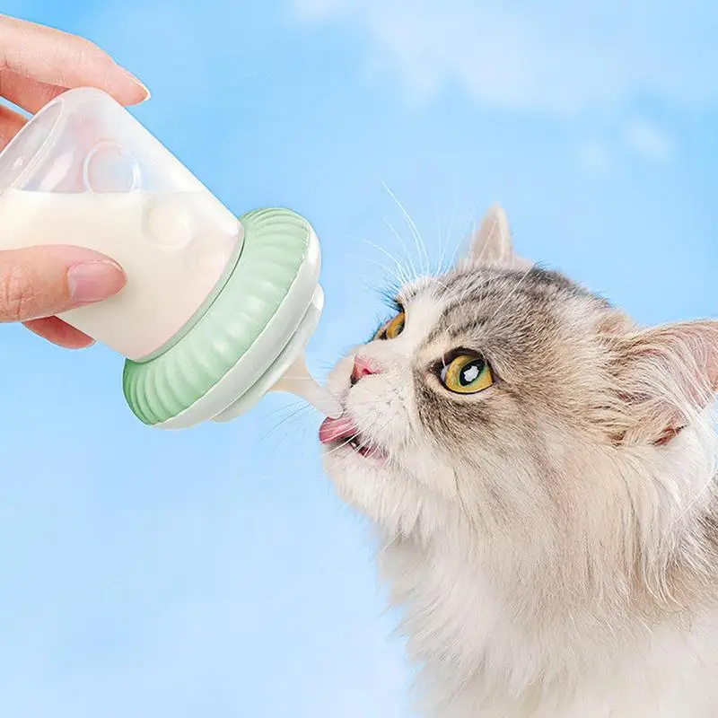 Kitten Bottles For Nursing Anti-Choking Puppy Feeder Silicone Feeding Nipple Ergonomic Detachable Design Kitten Feeding Bottle