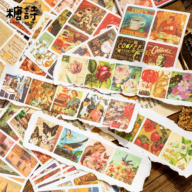 80pcs Kawaii Stationery Stickers Antique Album Set Junk Journal Diary Planner Decorative Mobile Sticker Scrapbooking